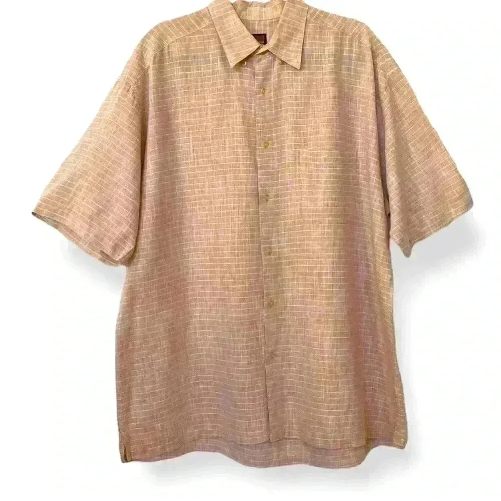 ZANZARA Men’s Linen Blend Short Sleeve Shirt